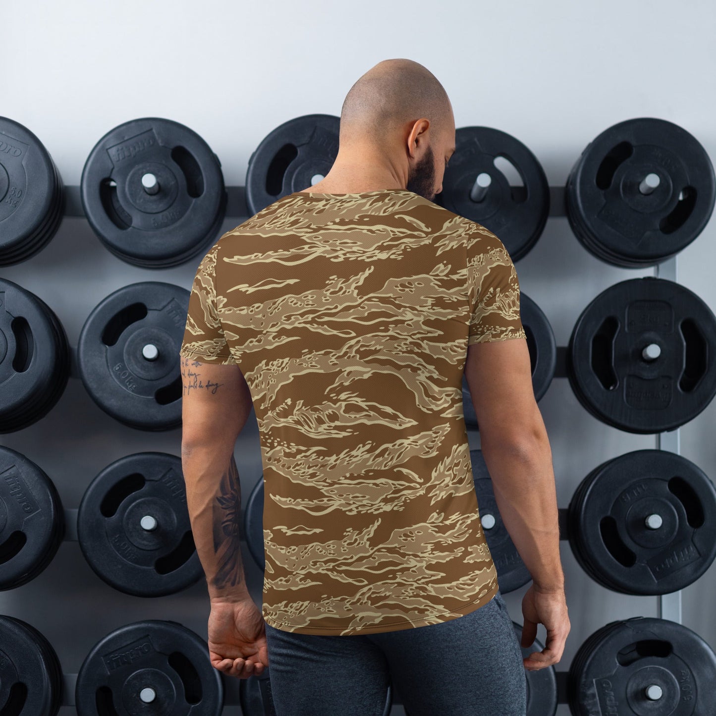 American Tiger Stripe Desert CAMO Mens Athletic T-shirt - T-Shirts