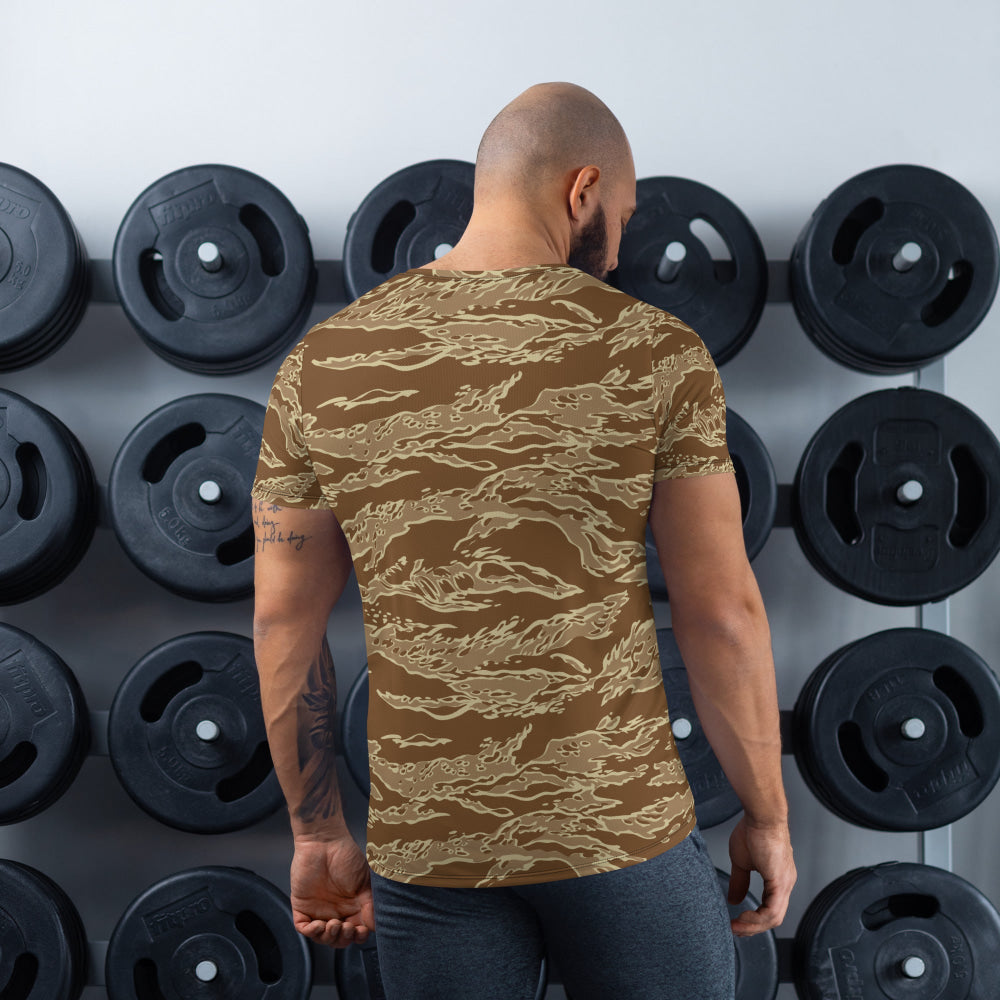 American Tiger Stripe Desert CAMO Men’s Athletic T-shirt - Mens T-Shirt