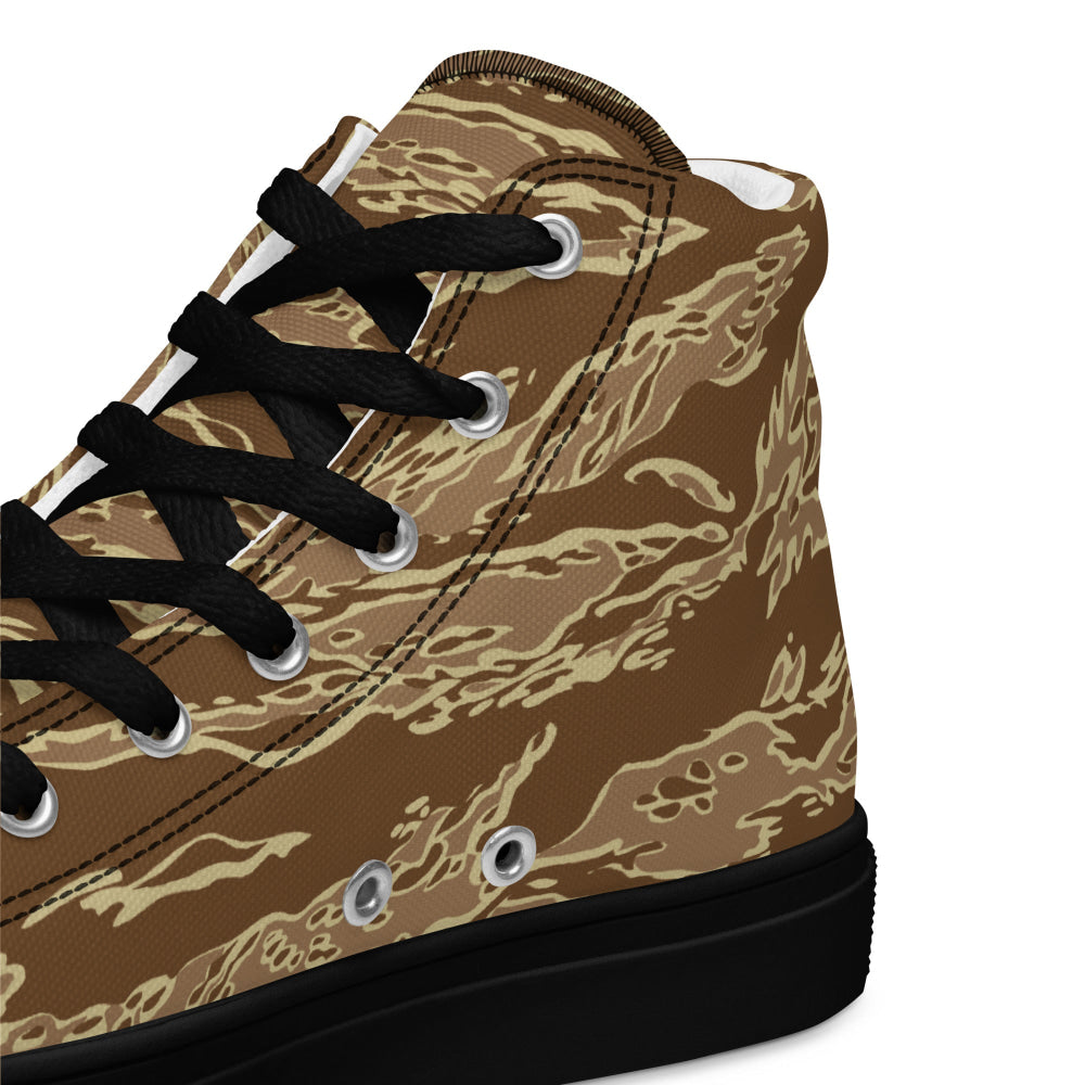 American Tiger Stripe Desert CAMO Men’s high top canvas shoes - Mens High Top Canvas Shoes