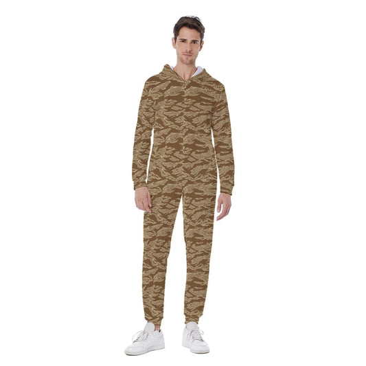 American Tiger Stripe Desert CAMO Men’s Hooded Jumpsuit - S / White - Mens