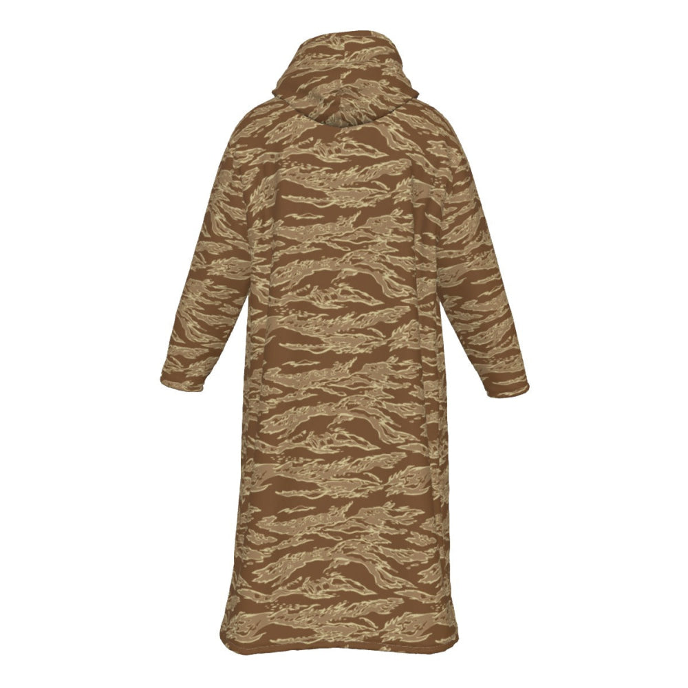 American Tiger Stripe Desert CAMO Men’s Sherpa Zip Up Long Coat - Mens