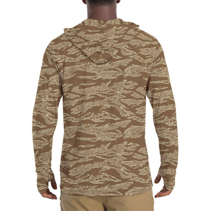 American Tiger Stripe Desert CAMO Mens Sunscreen Sports Hoodie With Thumb Holes Hoodies