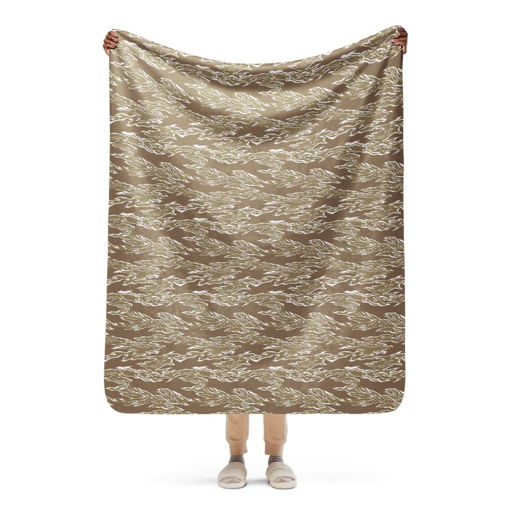 American Tiger Stripe Desert CAMO Sherpa blanket - 50″×60″
