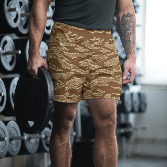 American Tiger Stripe Desert CAMO Unisex Athletic Long Shorts - 2XS