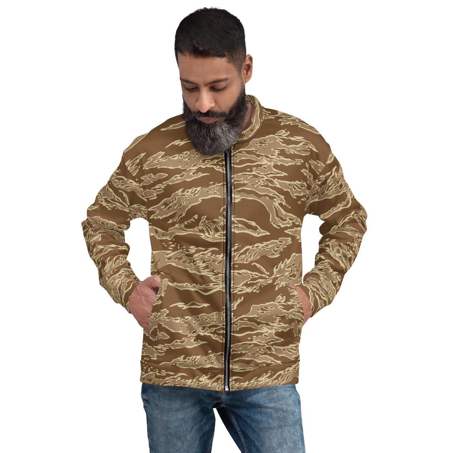 American Tiger Stripe Desert CAMO Unisex Bomber Jacket - Jackets
