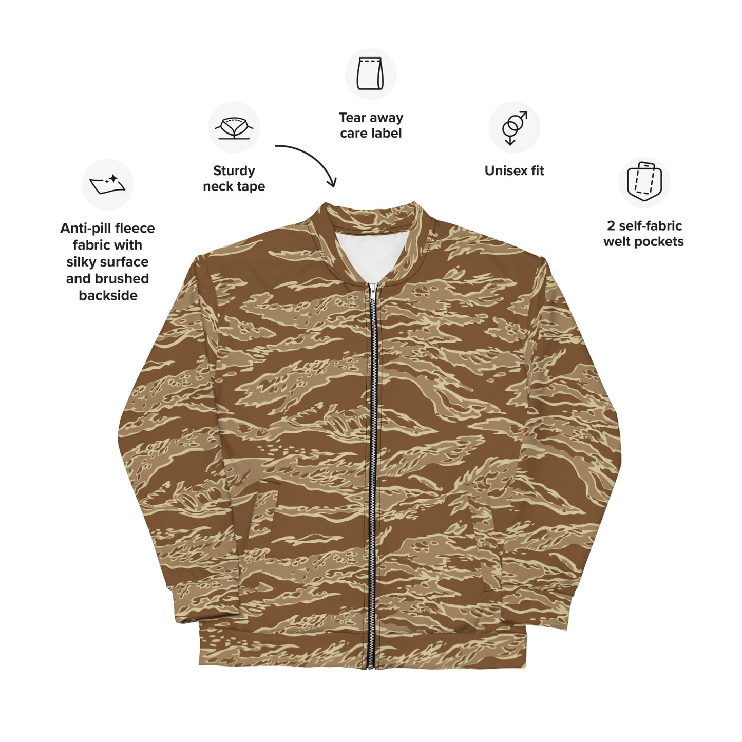 American Tiger Stripe Desert CAMO Unisex Bomber Jacket - Jackets