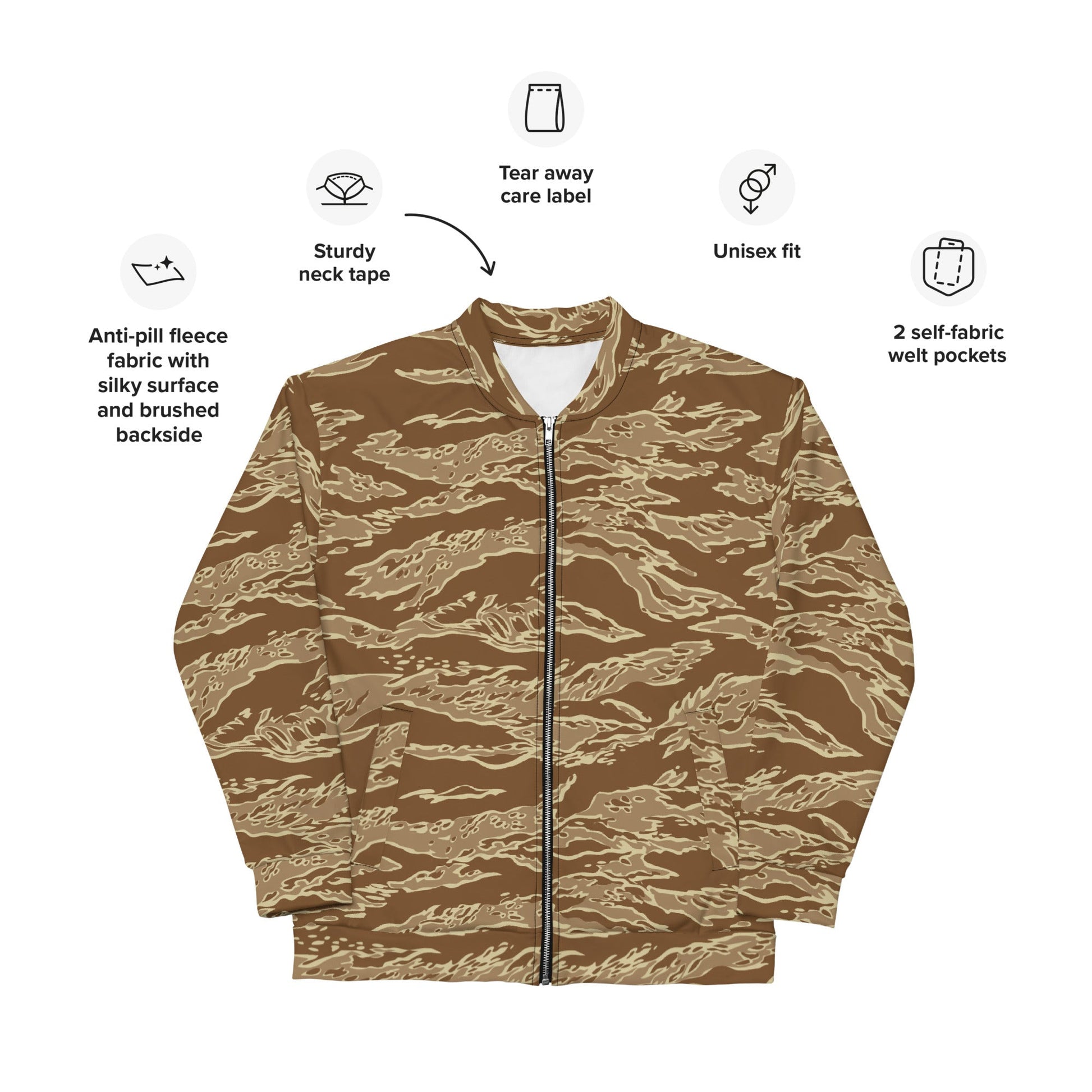 American Tiger Stripe Desert CAMO Unisex Bomber Jacket - Jackets