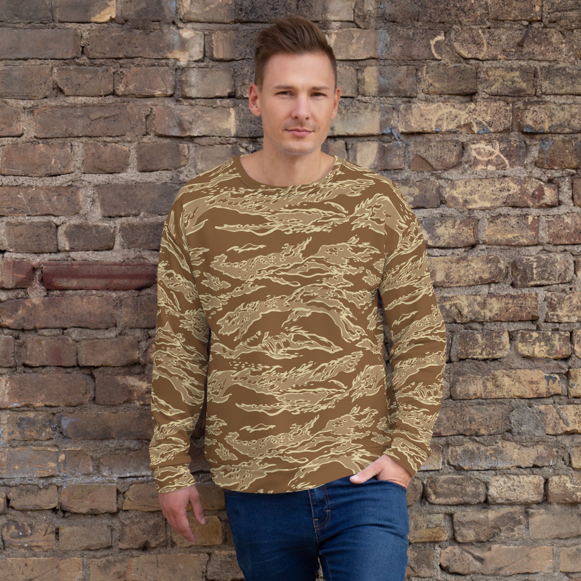 American Tiger Stripe Desert CAMO Unisex Sweatshirt - XS - Sweatshirts