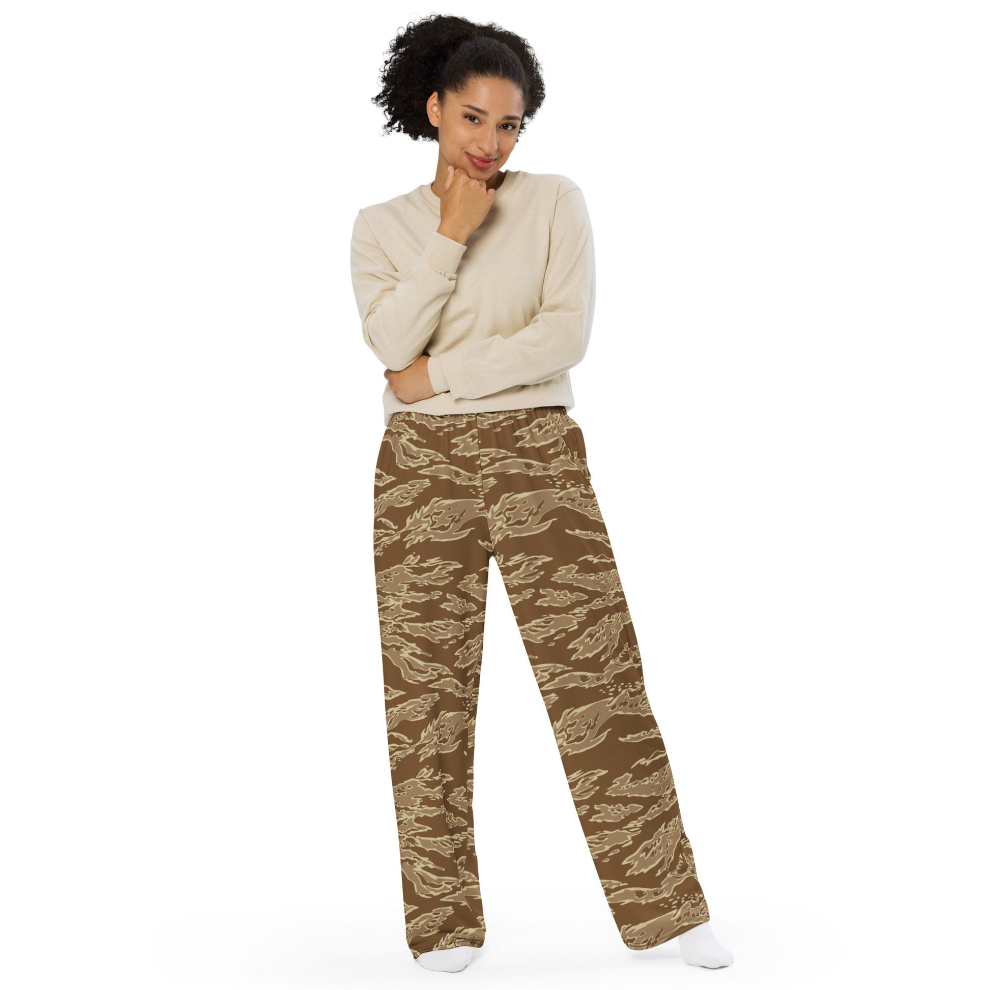 American Tiger Stripe Desert CAMO unisex wide leg pants Wide Pants