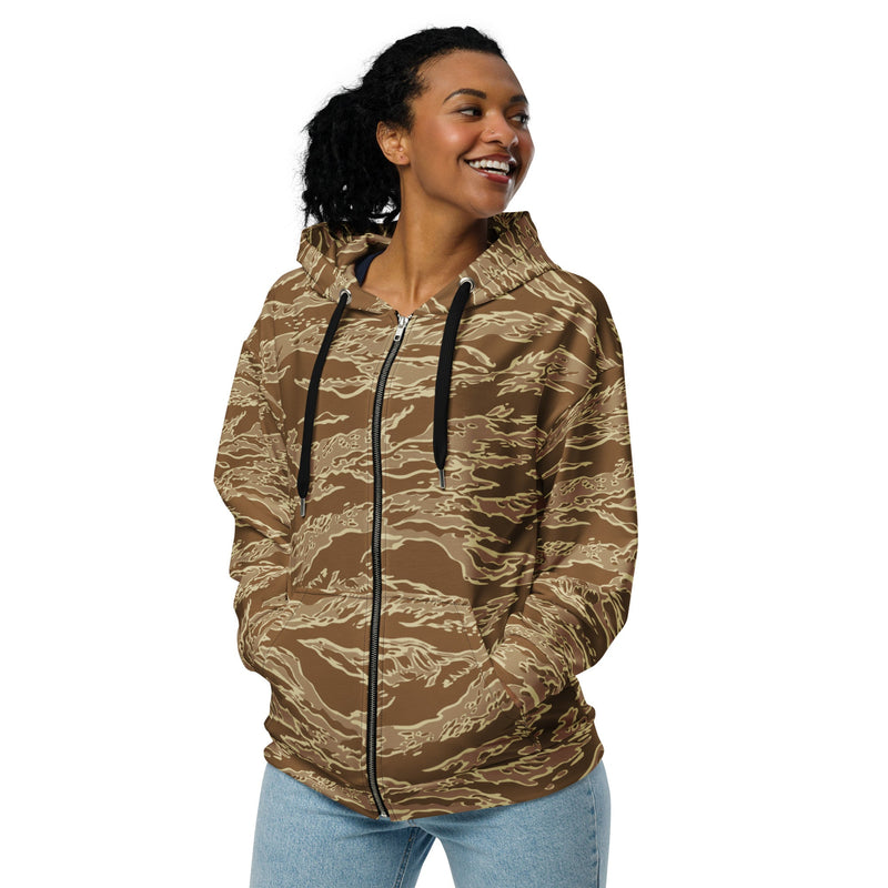 Tiger Stripe Desert CAMO Unisex Zip Hoodie