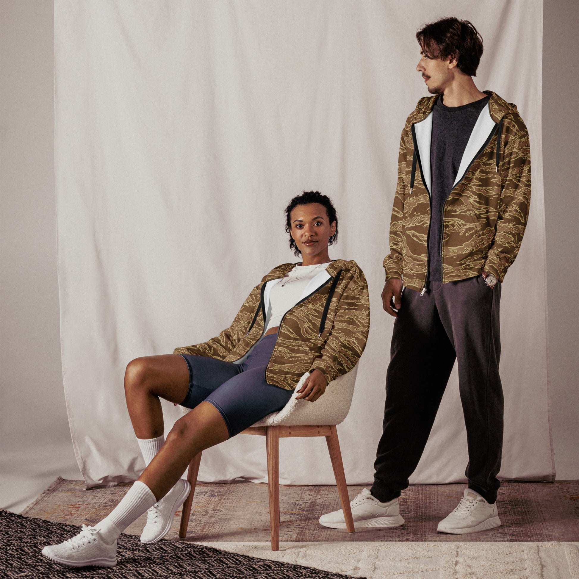 American Tiger Stripe Desert CAMO Unisex zip hoodie Zip Hoodies