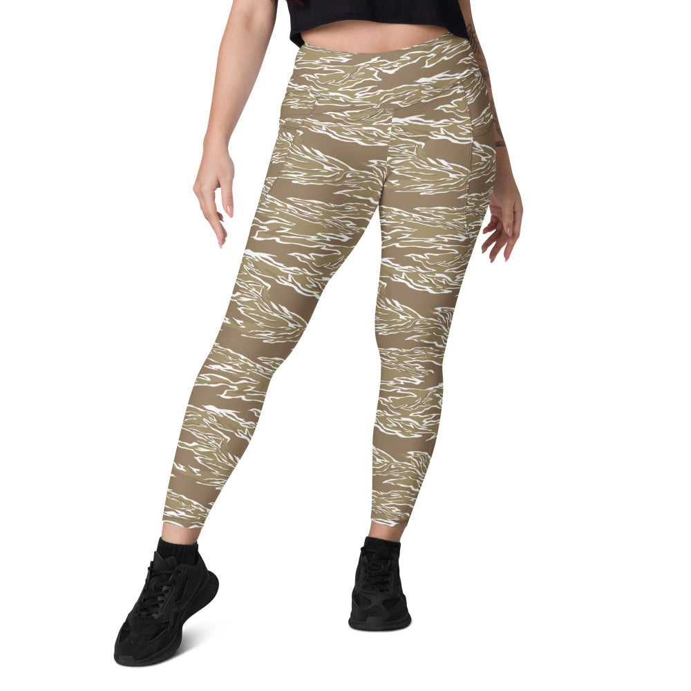 American Tiger Stripe Dry Season CAMO Leggings with pockets - Womens With Pockets