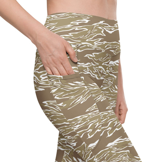 American Tiger Stripe Dry Season CAMO Leggings with pockets - Womens With Pockets