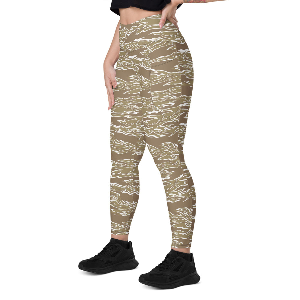 American Tiger Stripe Dry Season CAMO Leggings with pockets - Womens With Pockets