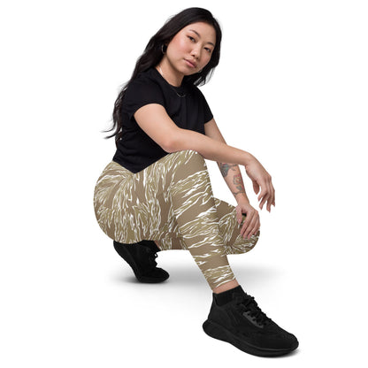 American Tiger Stripe Dry Season CAMO Leggings with pockets - Womens With Pockets