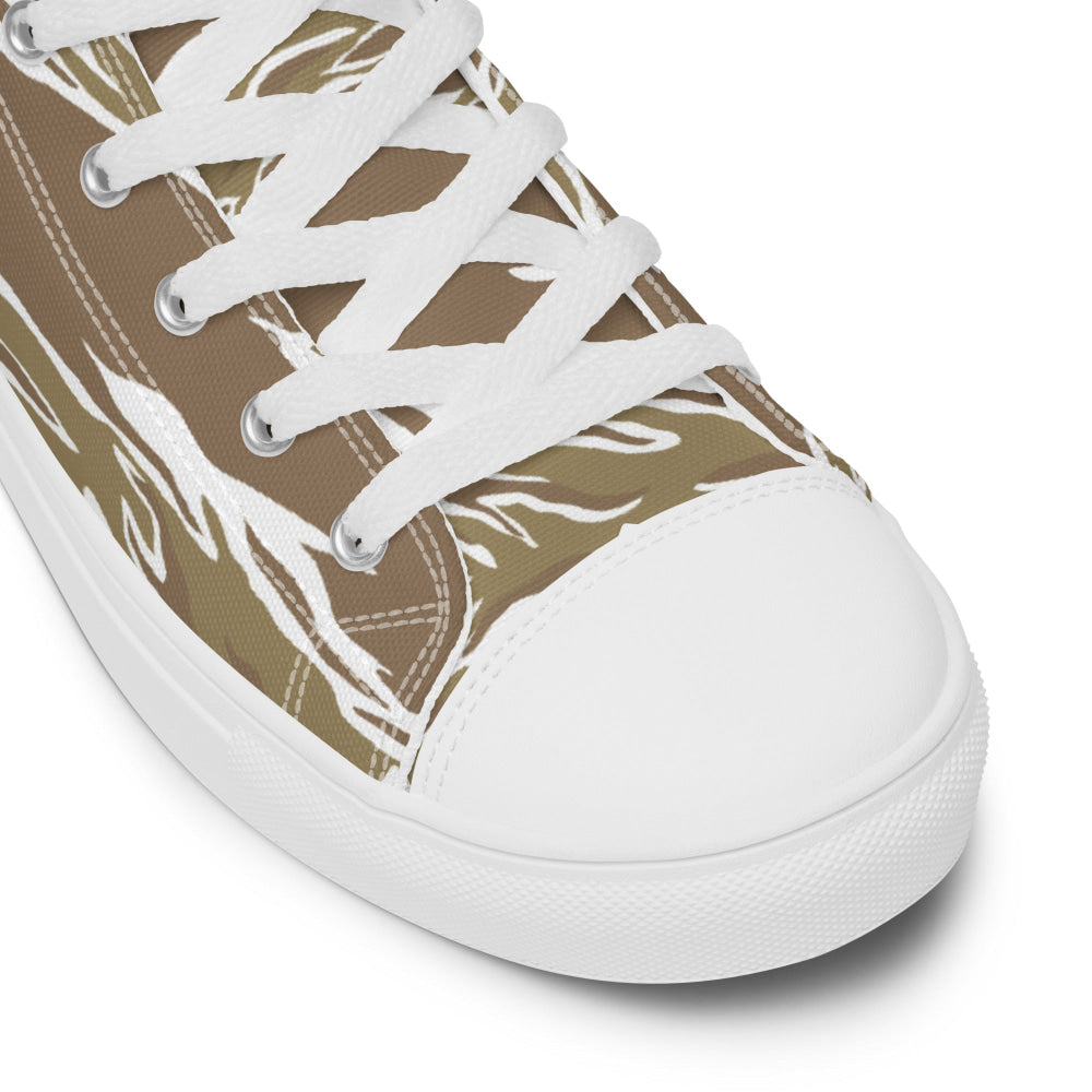 American Tiger Stripe Dry Season CAMO Men’s high top canvas shoes - Mens High Top Canvas Shoes