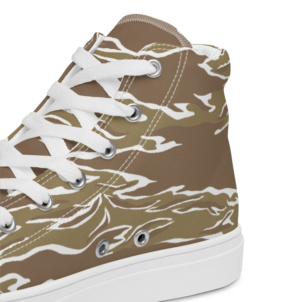 American Tiger Stripe Dry Season CAMO Men’s high top canvas shoes - Mens High Top Canvas Shoes