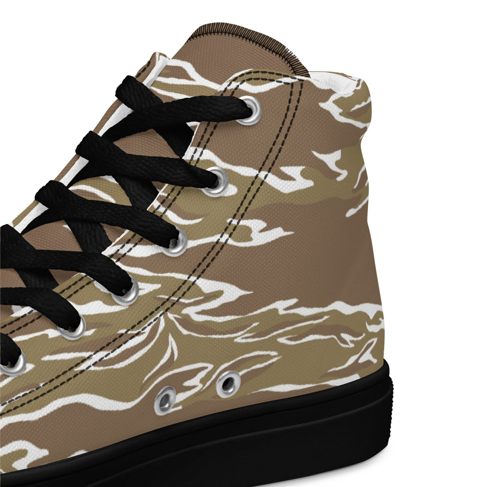 American Tiger Stripe Dry Season CAMO Men’s high top canvas shoes - Mens High Top Canvas Shoes