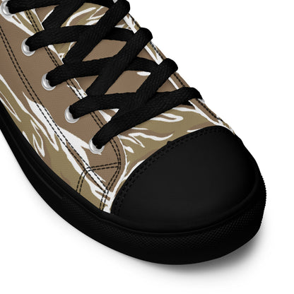 American Tiger Stripe Dry Season CAMO Men’s high top canvas shoes - Mens High Top Canvas Shoes