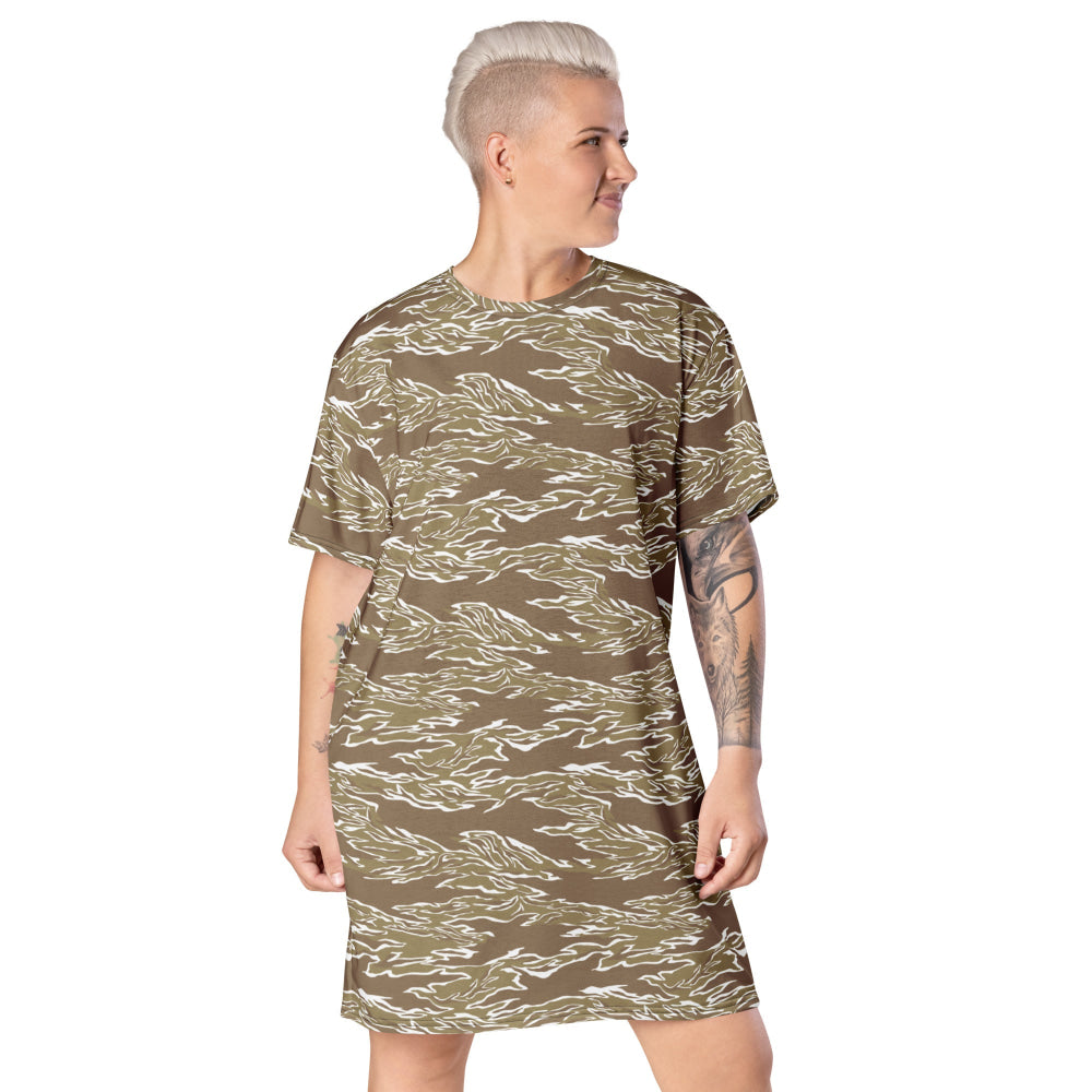 American Tiger Stripe Dry Season CAMO T-shirt dress - 2XS - Womens T-Shirt Dress