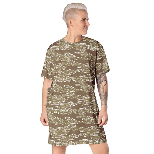 American Tiger Stripe Dry Season CAMO T-shirt dress - 2XS - Womens T-Shirt Dress