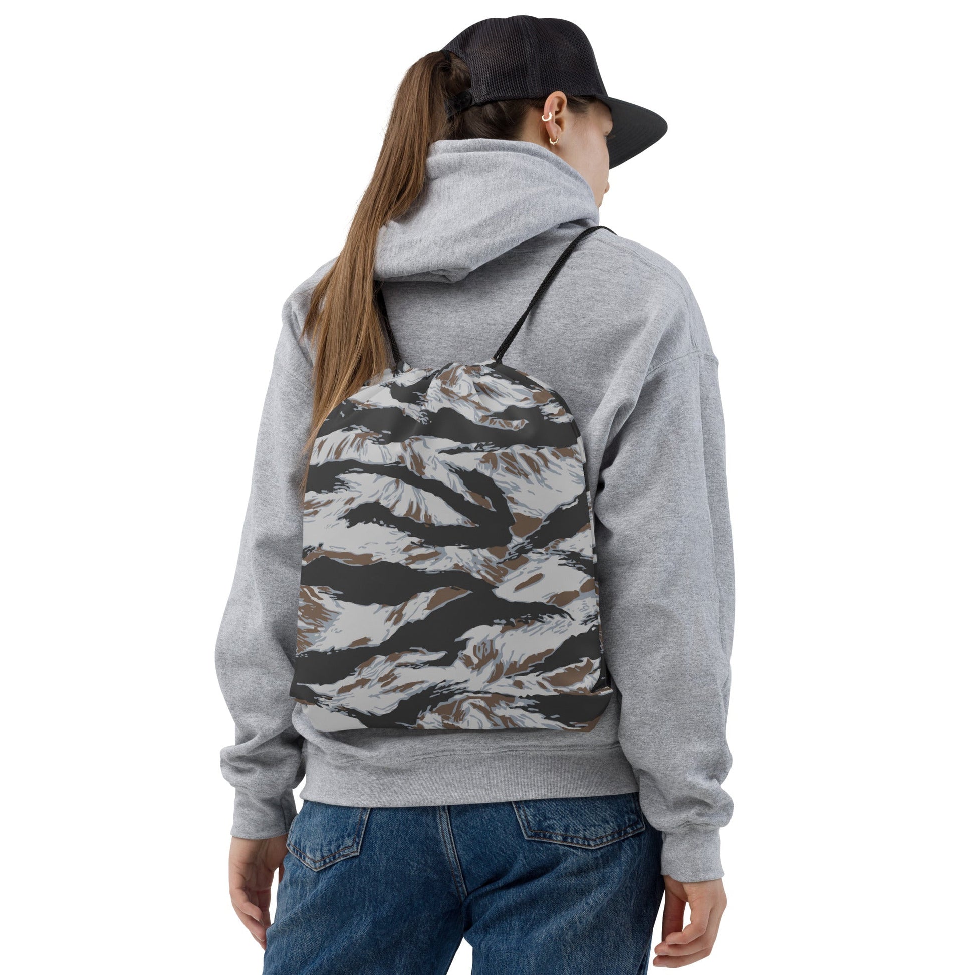 American Tiger Stripe Frostbite CAMO Drawstring Bag - Bags