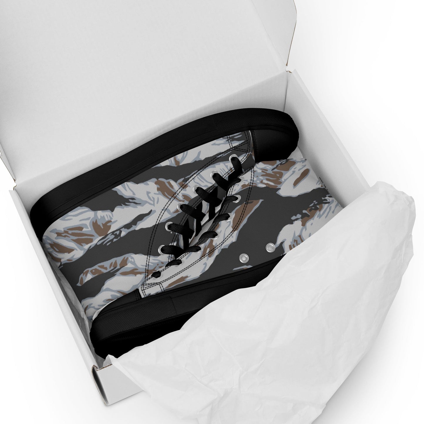 American Tiger Stripe Frostbite CAMO Mens high top canvas shoes - High Top Canvas Shoes