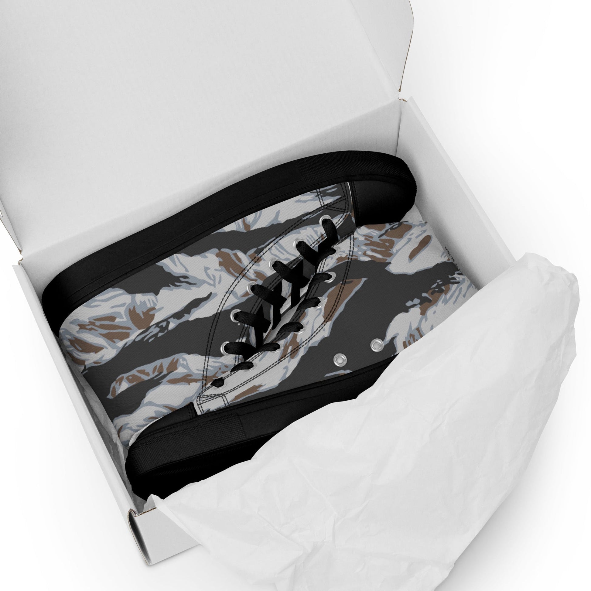 American Tiger Stripe Frostbite CAMO Mens high top canvas shoes - High Top Canvas Shoes