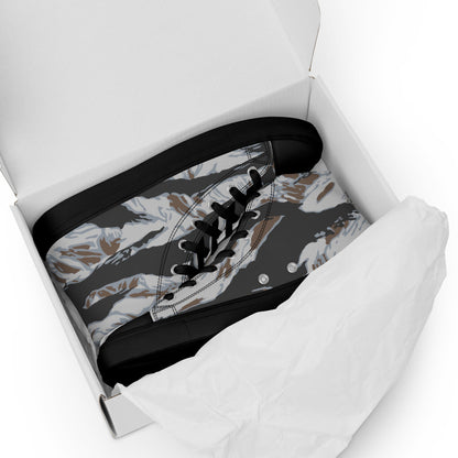 American Tiger Stripe Frostbite CAMO Mens high top canvas shoes - High Top Canvas Shoes