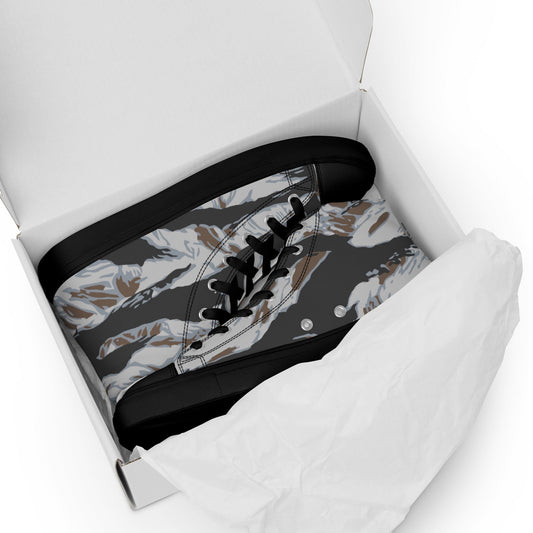 American Tiger Stripe Frostbite CAMO Mens high top canvas shoes - High Top Canvas Shoes
