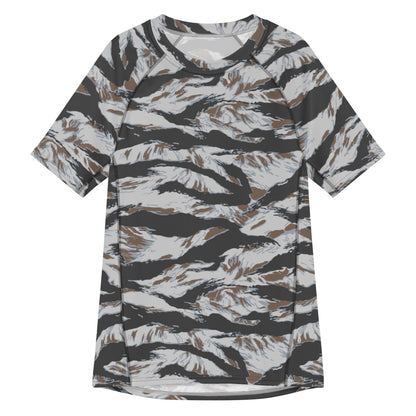 American Tiger Stripe Frostbite CAMO Mens Short-Sleeve Rash Guard - 2XS