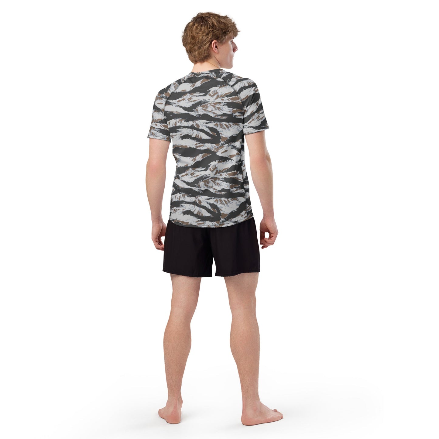 American Tiger Stripe Frostbite CAMO Mens Short-Sleeve Rash Guard