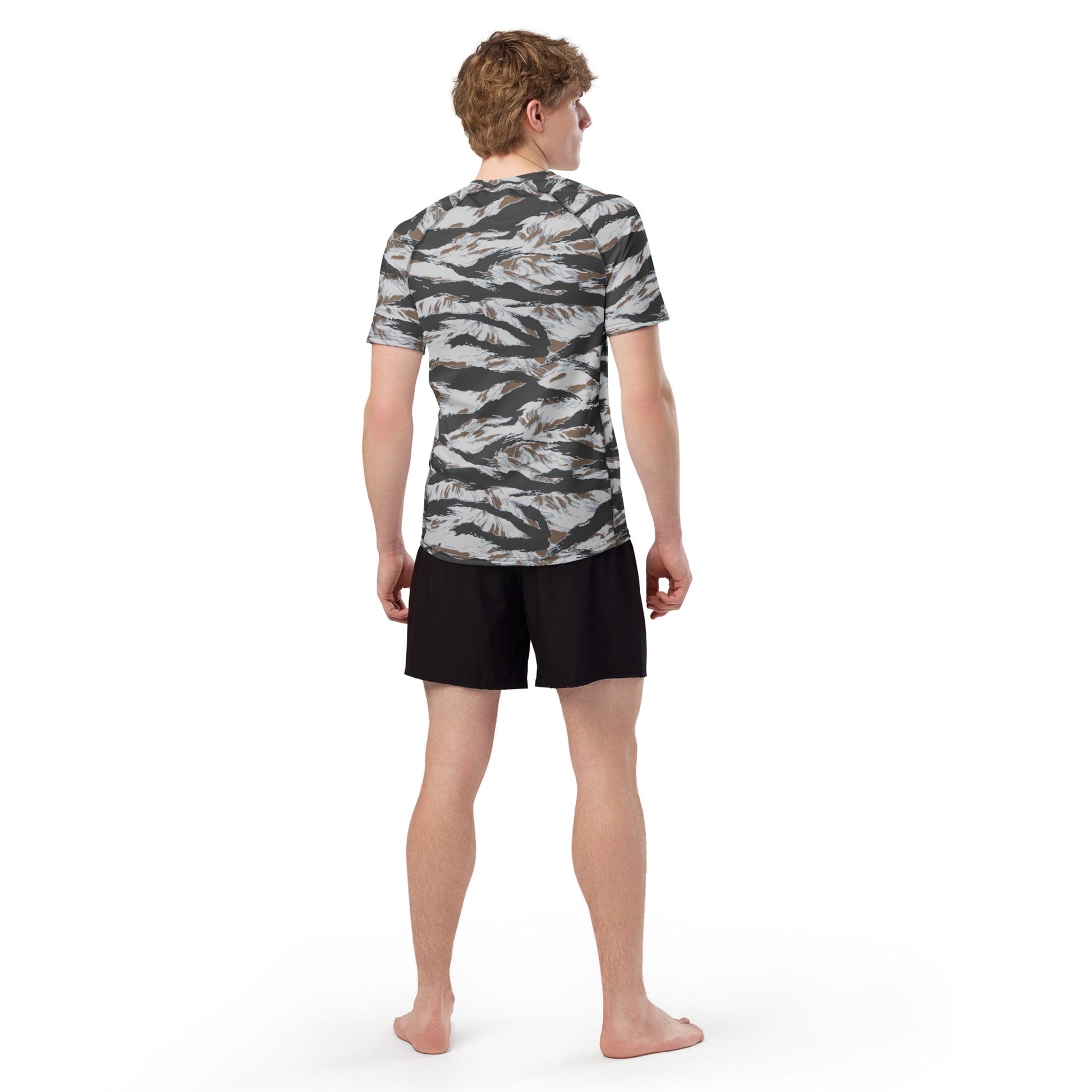 American Tiger Stripe Frostbite CAMO Mens Short-Sleeve Rash Guard