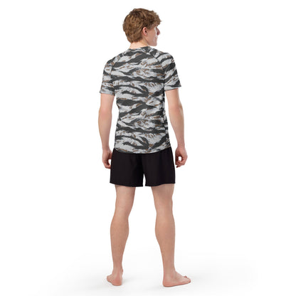 American Tiger Stripe Frostbite CAMO Mens Short-Sleeve Rash Guard