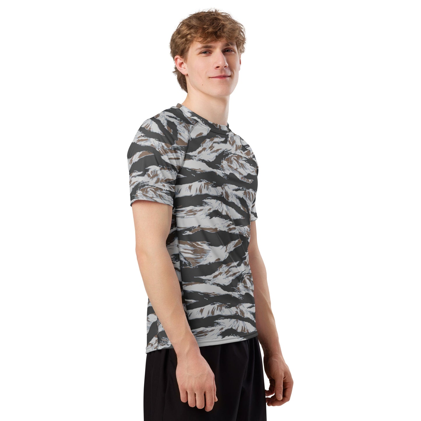 American Tiger Stripe Frostbite CAMO Mens Short-Sleeve Rash Guard