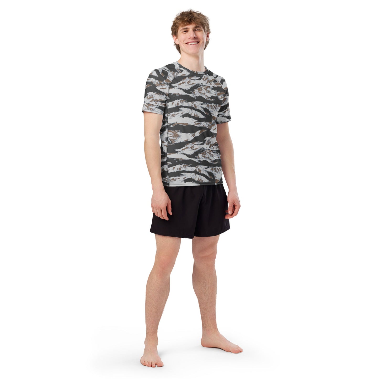 American Tiger Stripe Frostbite CAMO Mens Short-Sleeve Rash Guard