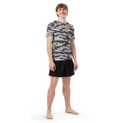 American Tiger Stripe Frostbite CAMO Mens Short-Sleeve Rash Guard