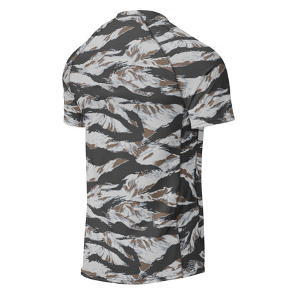 American Tiger Stripe Frostbite CAMO Mens Short-Sleeve Rash Guard