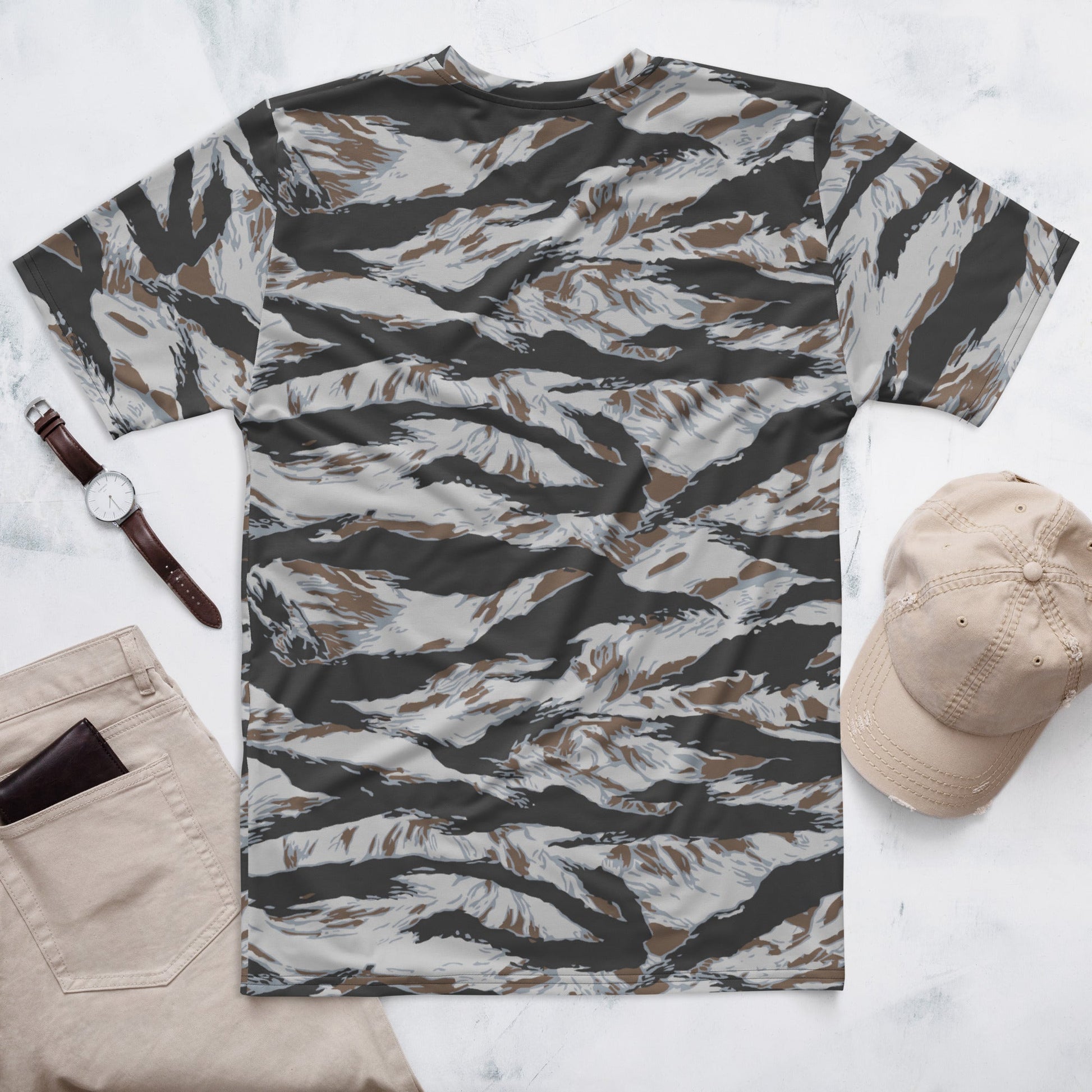 American Tiger Stripe Frostbite CAMO Mens t-shirt - T-Shirts