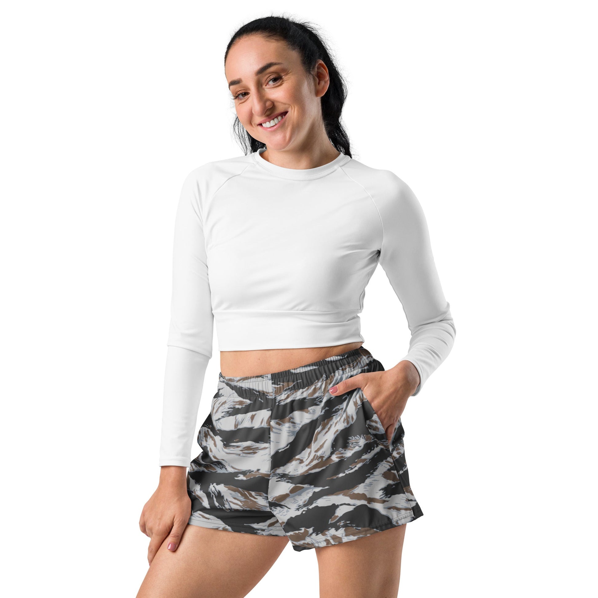 American Tiger Stripe Frostbite CAMO Unisex Athletic Shorts