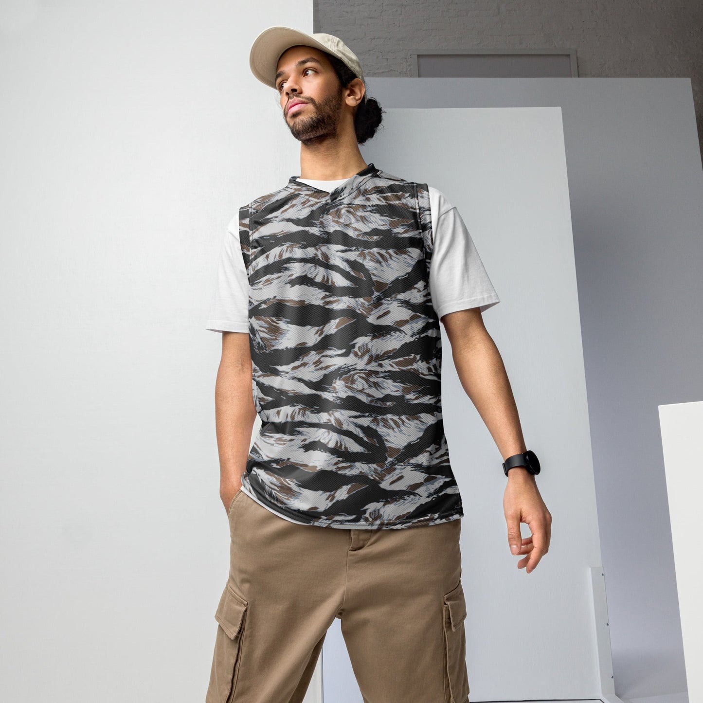 American Tiger Stripe Frostbite CAMO unisex basketball jersey - 2XS - Basketball Jerseys