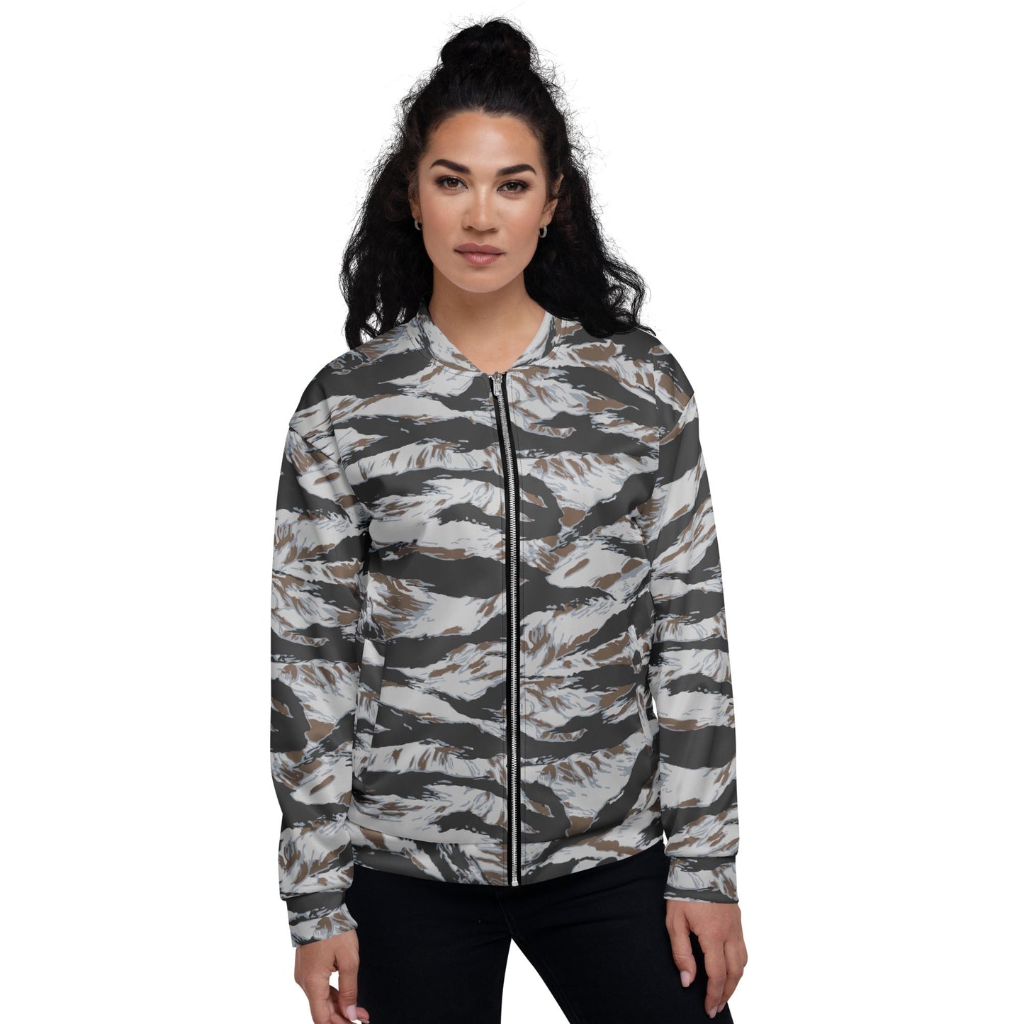 American Tiger Stripe Frostbite CAMO Unisex Bomber Jacket - Jackets