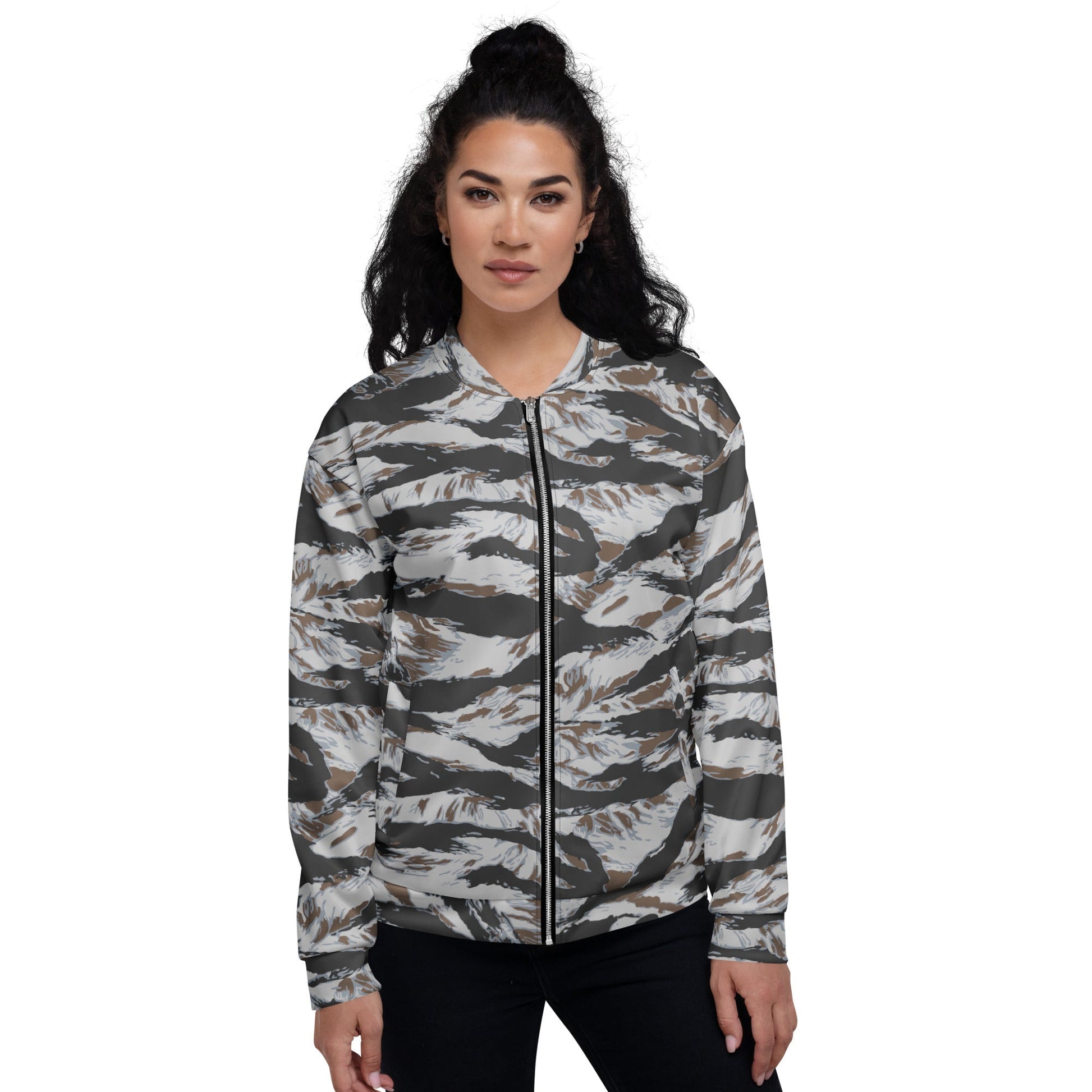 American Tiger Stripe Frostbite CAMO Unisex Bomber Jacket - Jackets