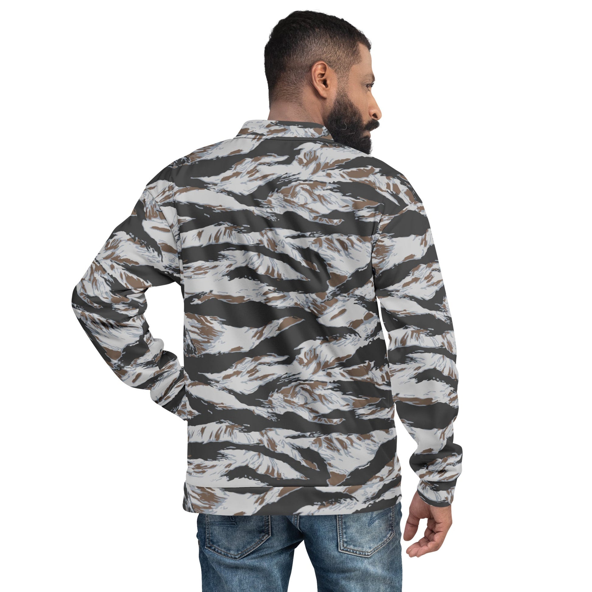 American Tiger Stripe Frostbite CAMO Unisex Bomber Jacket - Jackets
