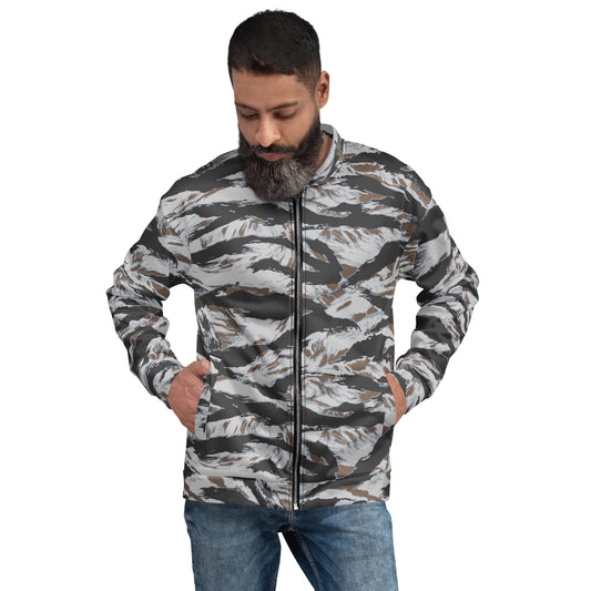 American Tiger Stripe Frostbite CAMO Unisex Bomber Jacket - XS - Jackets
