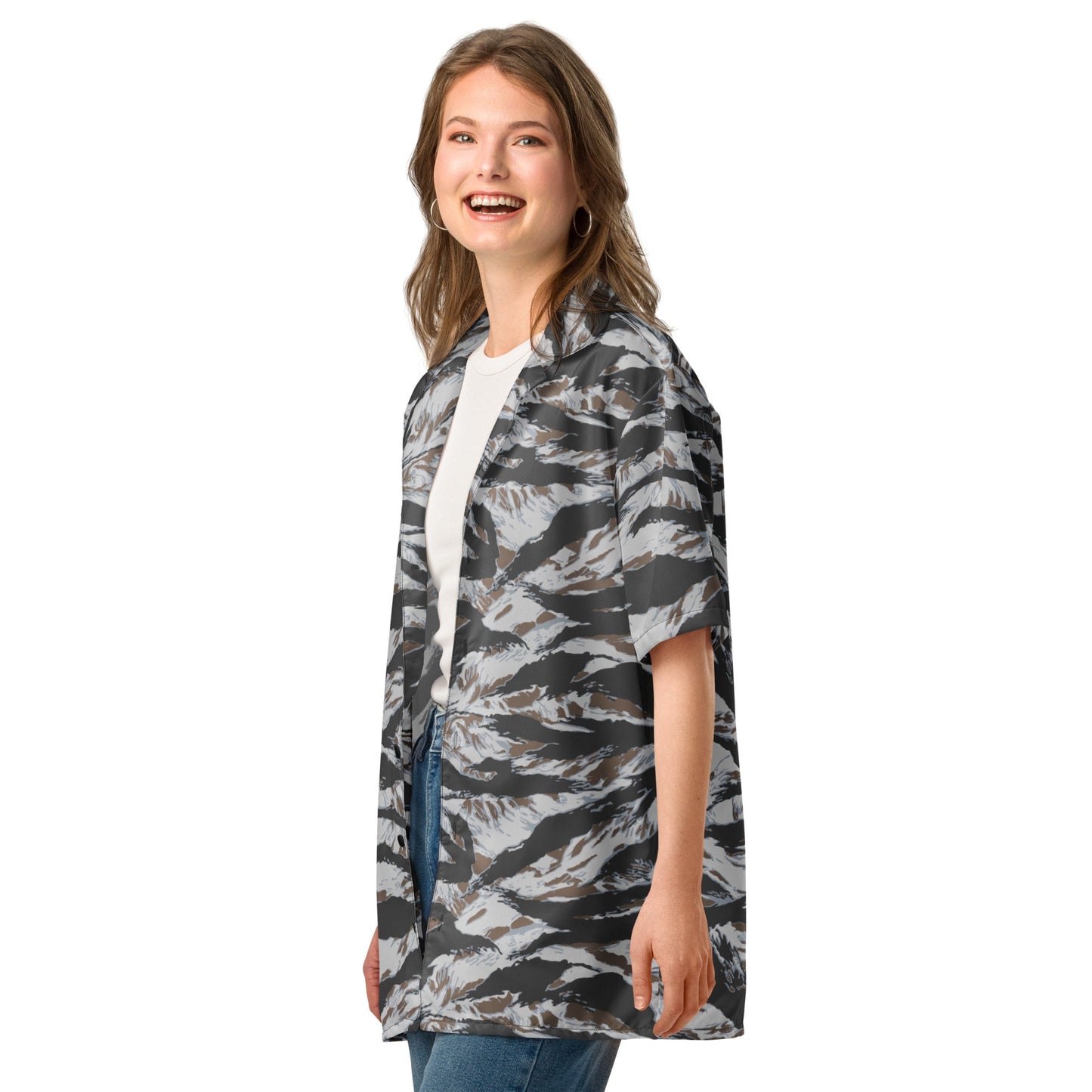 American Tiger Stripe Frostbite CAMO Unisex button shirt - Button Shirts