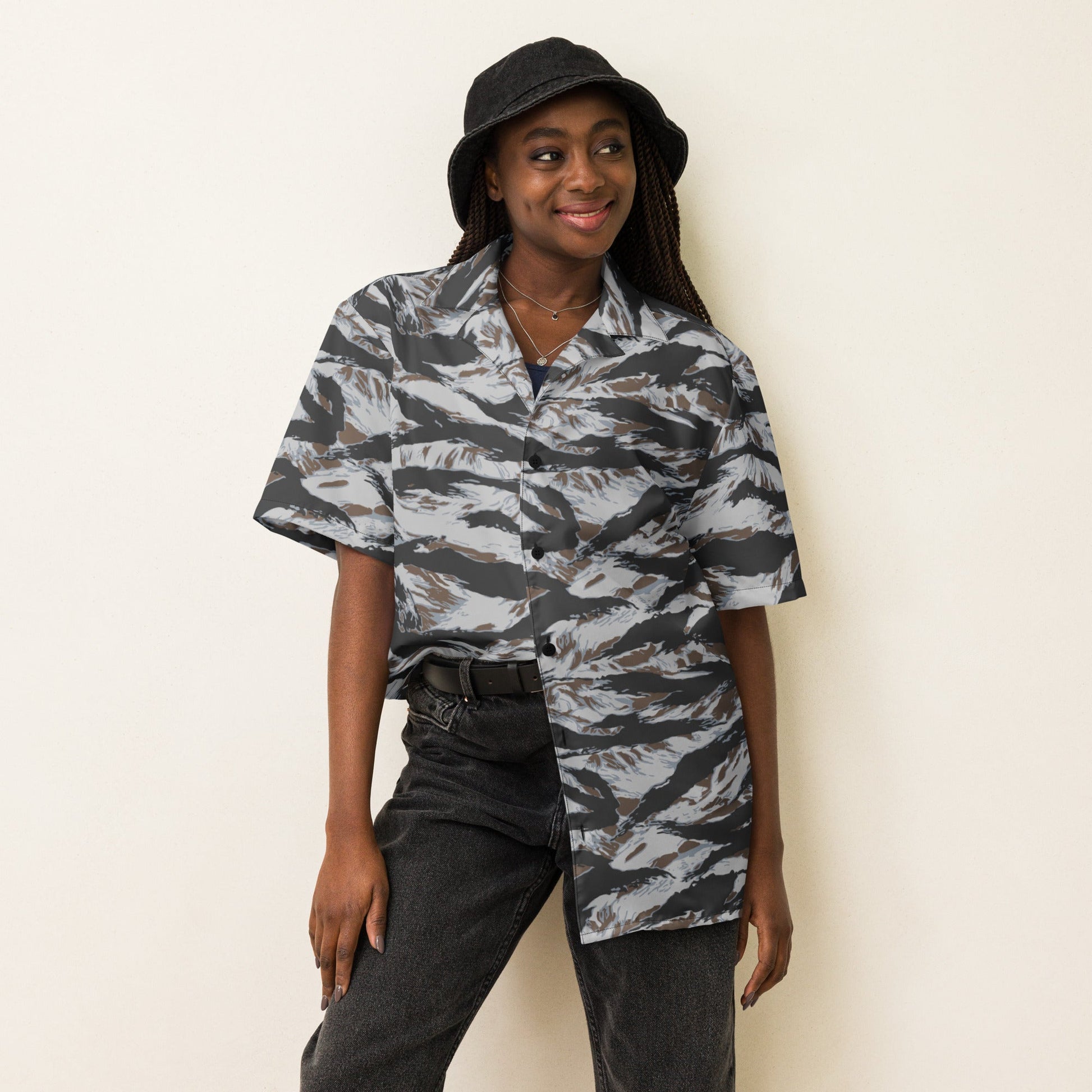 American Tiger Stripe Frostbite CAMO Unisex button shirt - Button Shirts