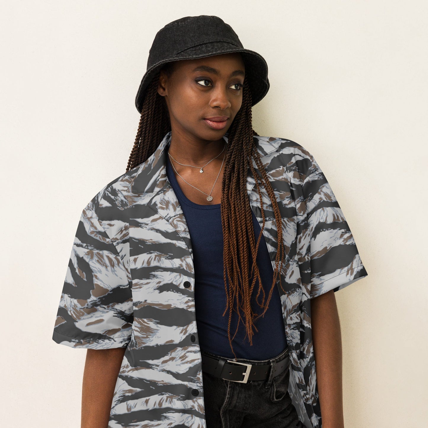 American Tiger Stripe Frostbite CAMO Unisex button shirt - Button Shirts