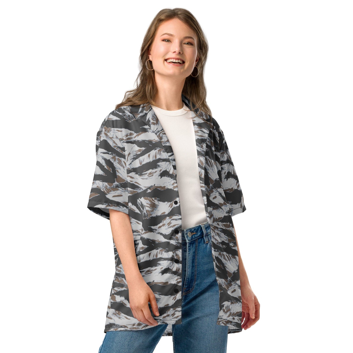 American Tiger Stripe Frostbite CAMO Unisex button shirt - Button Shirts