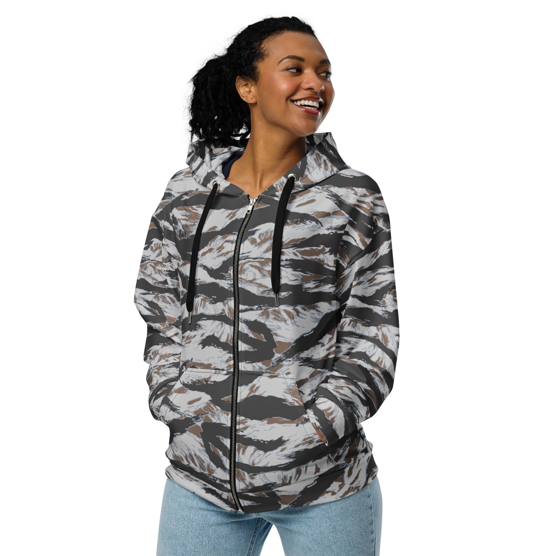 American Tiger Stripe Frostbite CAMO Unisex zip hoodie - Zip Hoodies